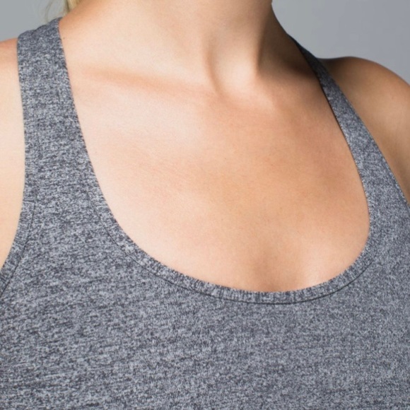 LULULEMON CRB Cool Racerback Heathered Deep Coal Tank Top Size 6 - Picture 4 of 12